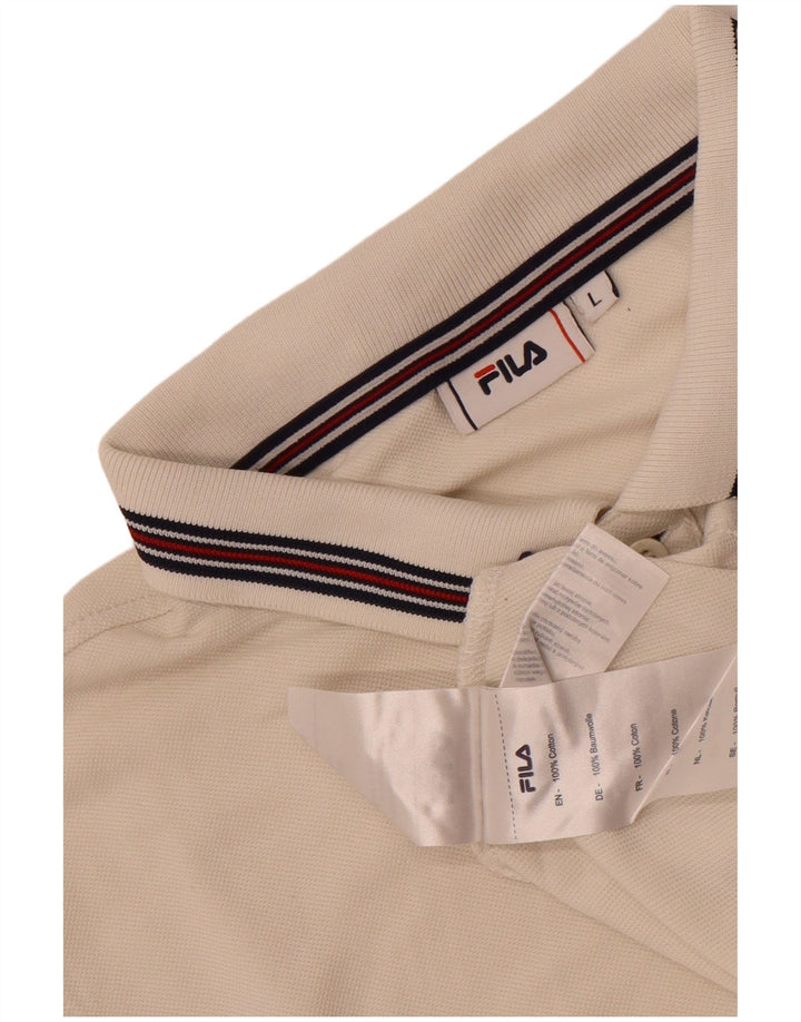 Polo da uomo Fila Large in cotone bianco