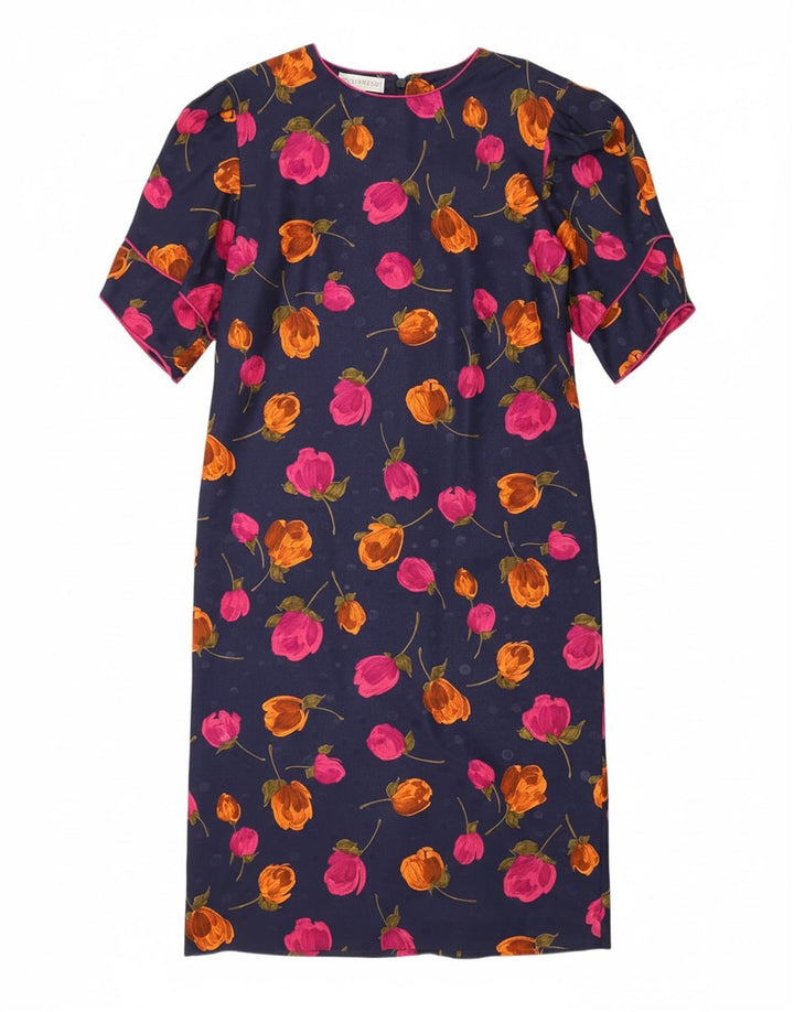 TRICOVILLE Womens Shift Dress UK 16 Large Navy Blue Floral Polyester