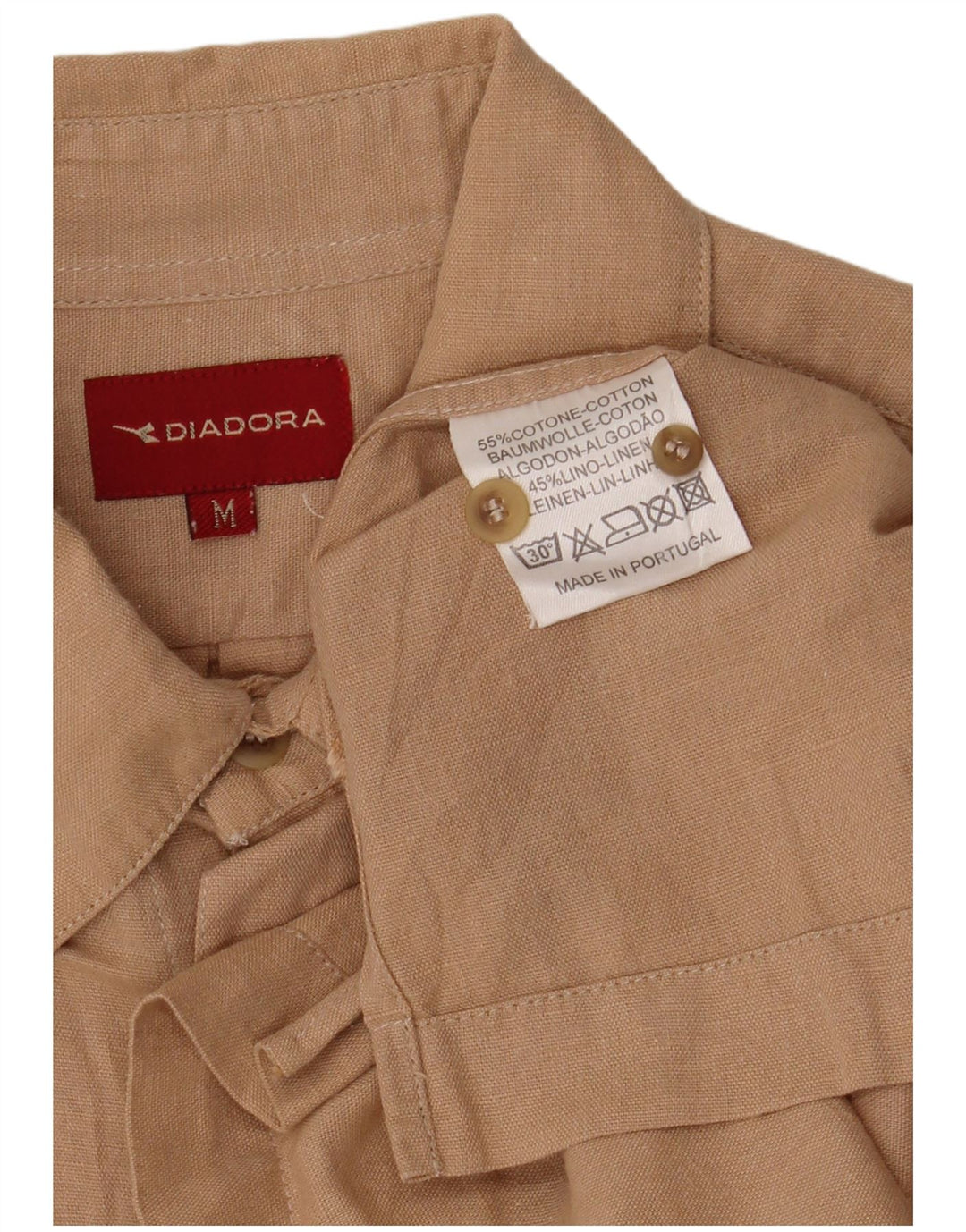 DIADORA Camicia Uomo Manica Corta in Cotone Beige Medio