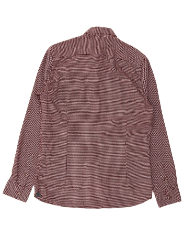 Ted Baker Camicia da uomo vestibilità regolare taglia 3 Poliestere geometrico bordeaux medio