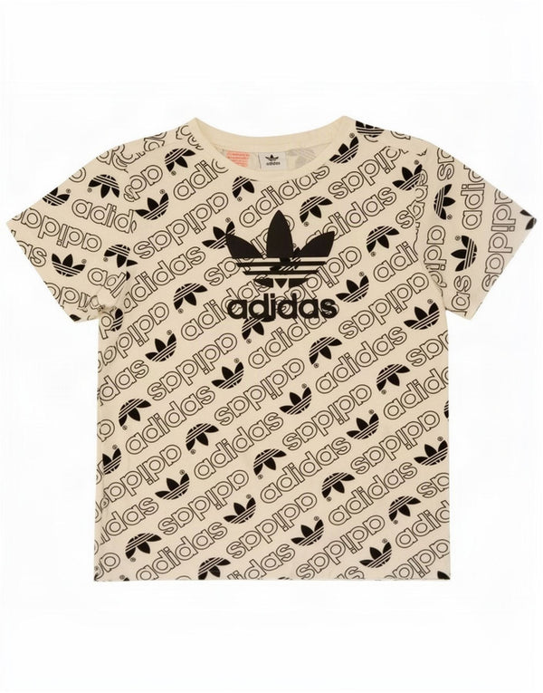 T-shirt grafica da ragazzo Adidas Top 9-10 anni in cotone bianco