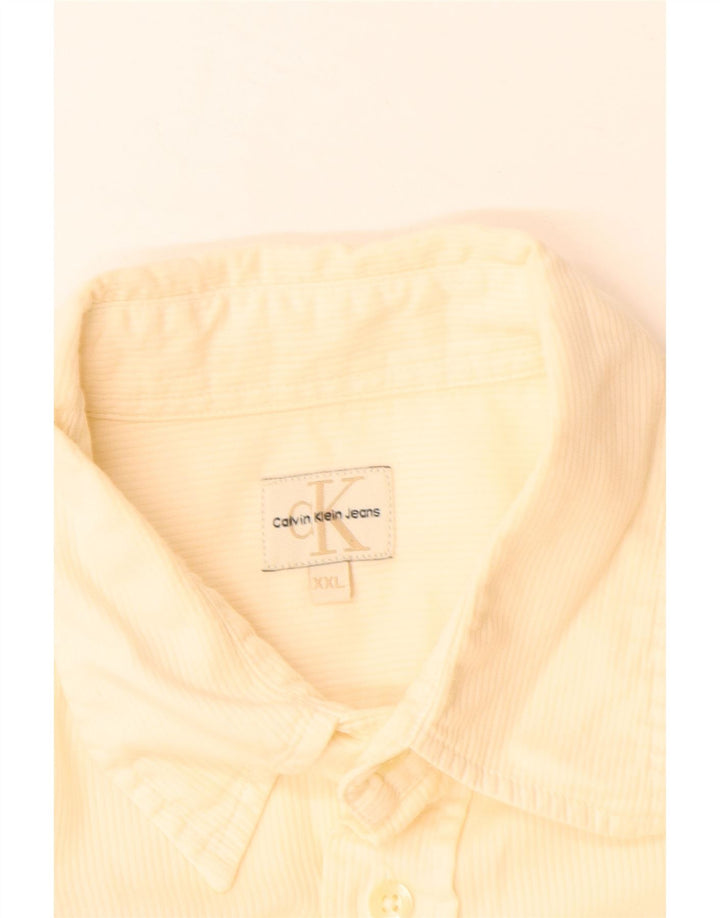 Camicia in velluto a coste da uomo Calvin Klein Jeans 2XL in cotone bianco sporco