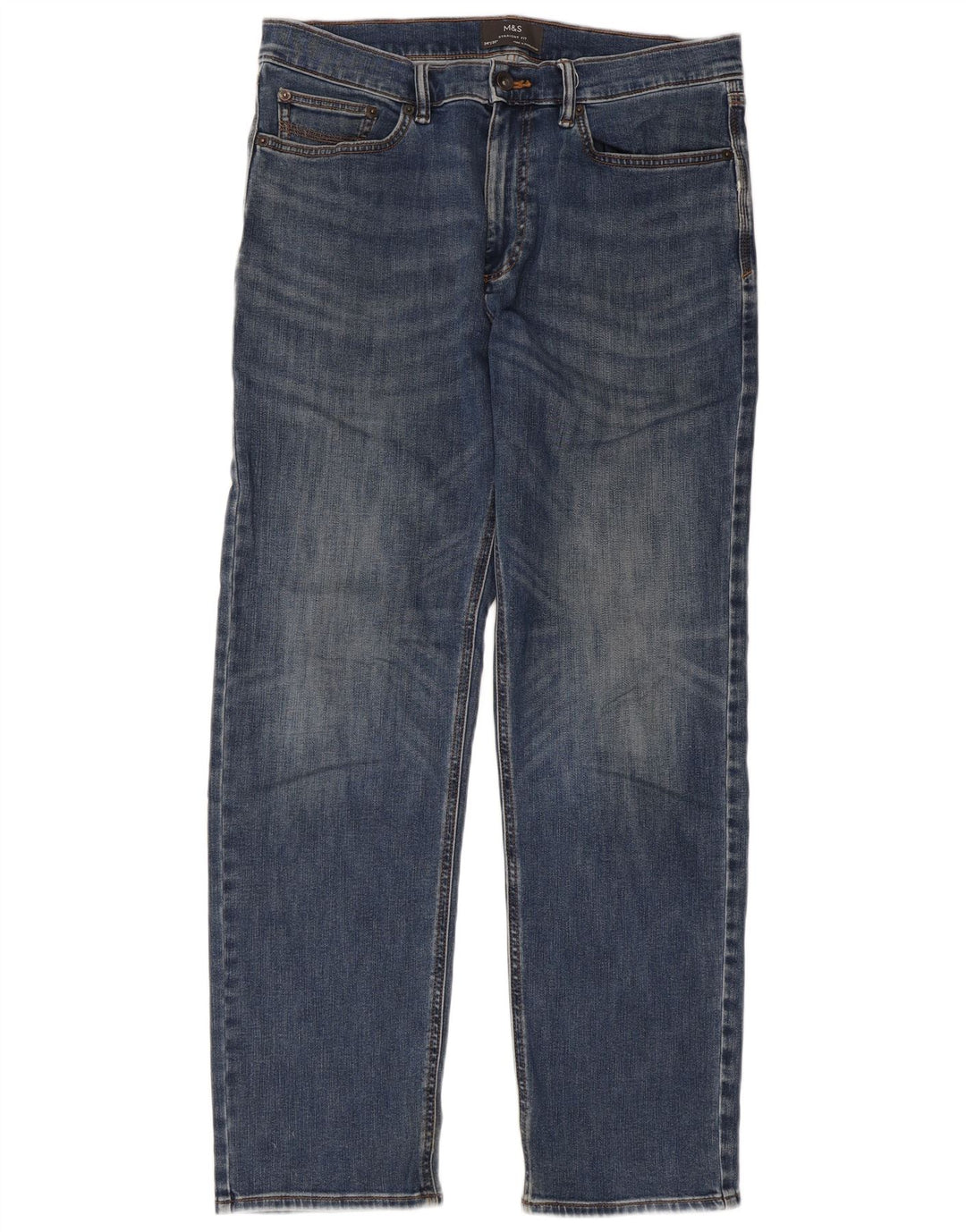 Jeans dritti da uomo Marks & Spencer W34 L31 cotone blu