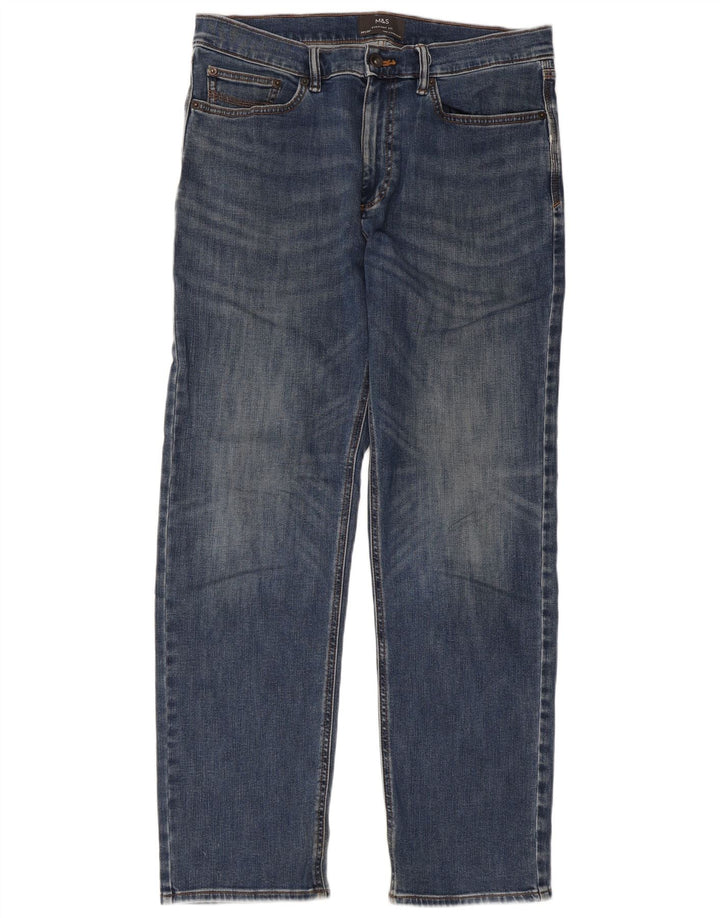 Jeans dritti da uomo Marks & Spencer W34 L31 cotone blu