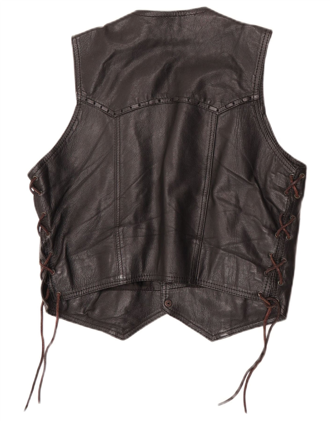 Gilet in pelle da uomo vintage in pelle nera media