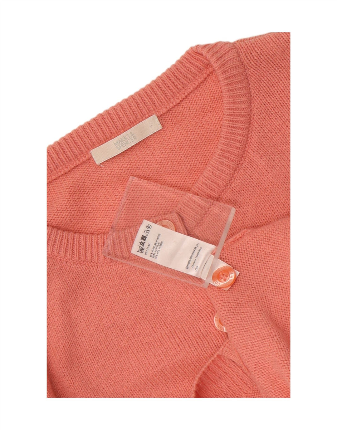 Maglione cardigan da donna Marks & Spencer UK 14 grande lana rosa
