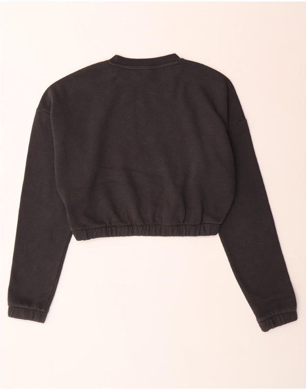 Felpa oversize corta ADIDAS da donna UK 8/10 piccolo cotone grigio