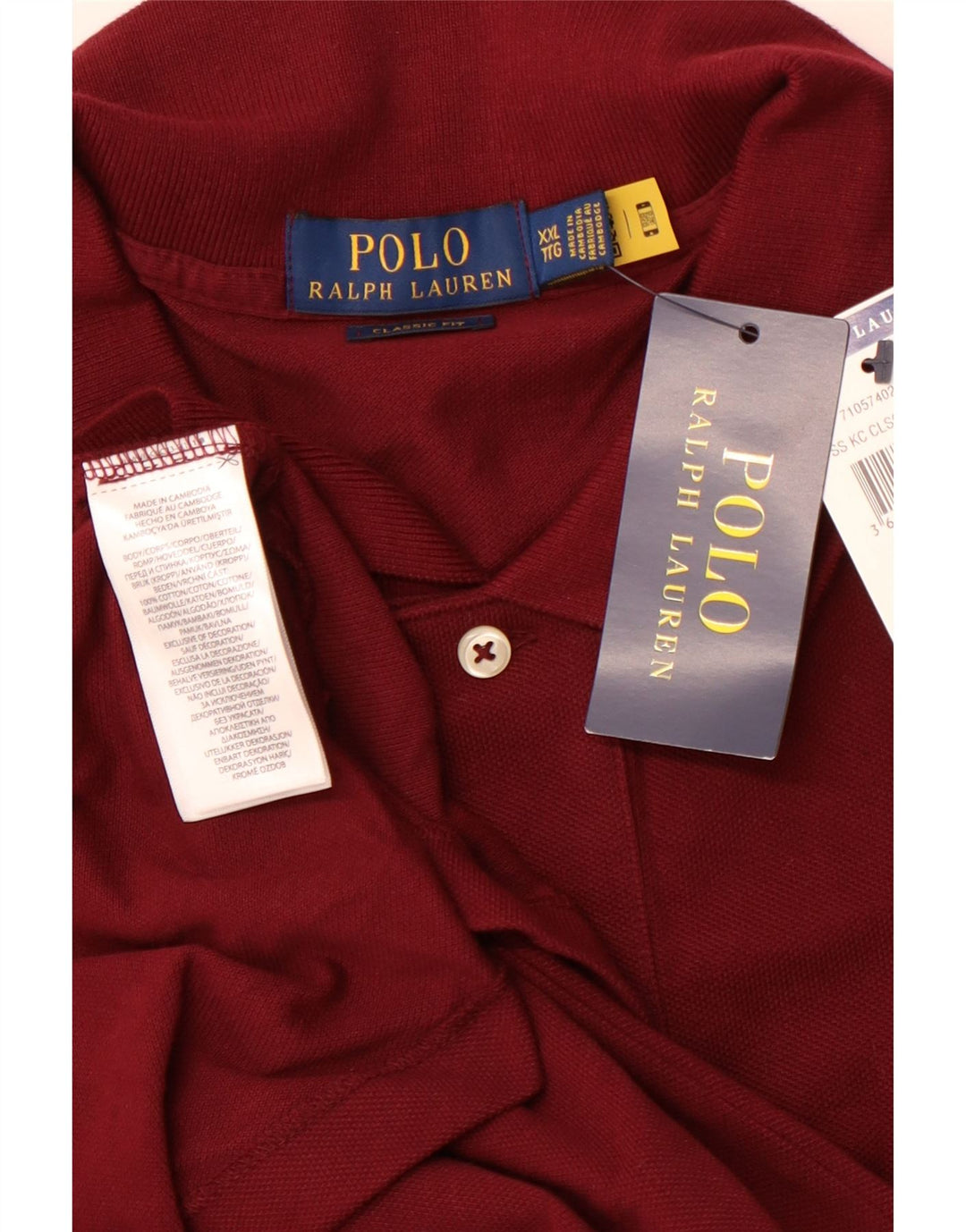 POLO RALPH LAUREN Polo da uomo vestibilità classica 2XL cotone bordeaux