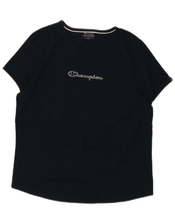 T-shirt grafica da donna Champion Top UK 14 Large in cotone blu navy