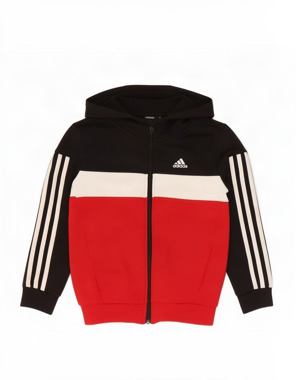 Maglione con cappuccio e zip Adidas per ragazzi 7-8 anni in cotone color block multicolore