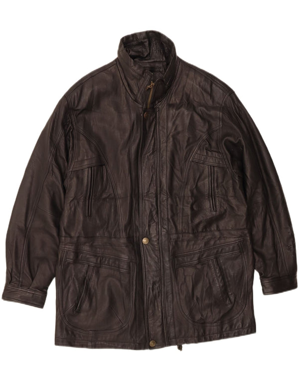 Vintage Mens Leather Jacket IT 52 XL Black Leather