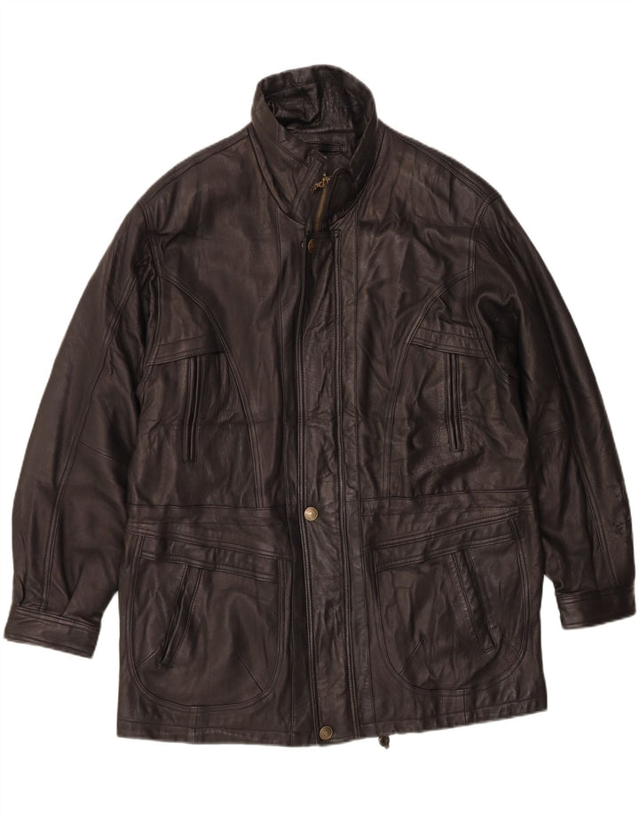 Giacca in pelle vintage da uomo IT 52 XL in pelle nera