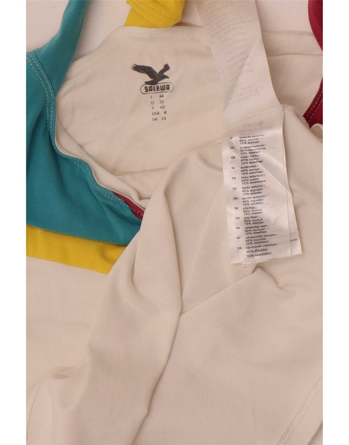 SALEWA Top da donna alla caviglia UK 10 piccolo cotone color block bianco