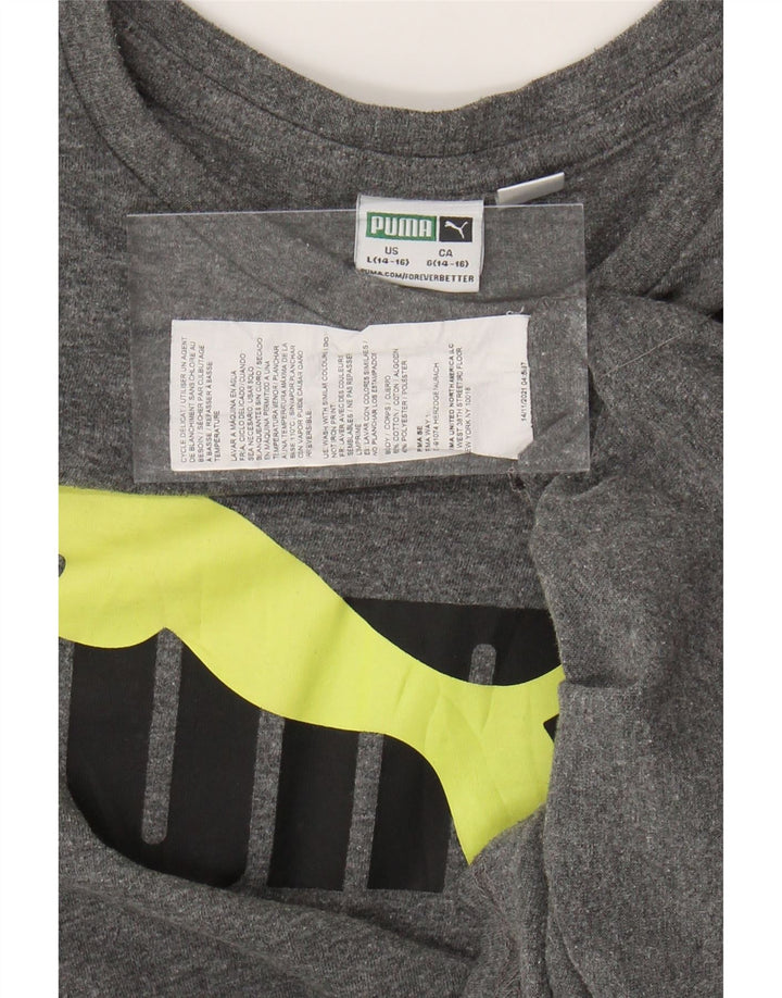 T-shirt grafica PUMA da bambino 14-15 anni, grande, in cotone grigio