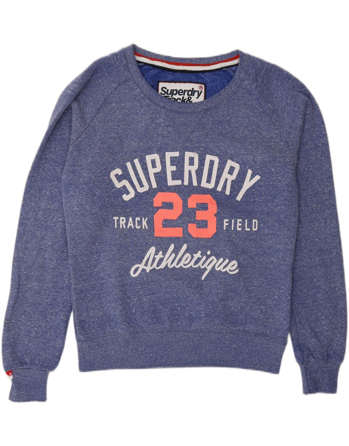 Felpa da atletica leggera da donna SUPERDRY UK 14 blu medio screziato