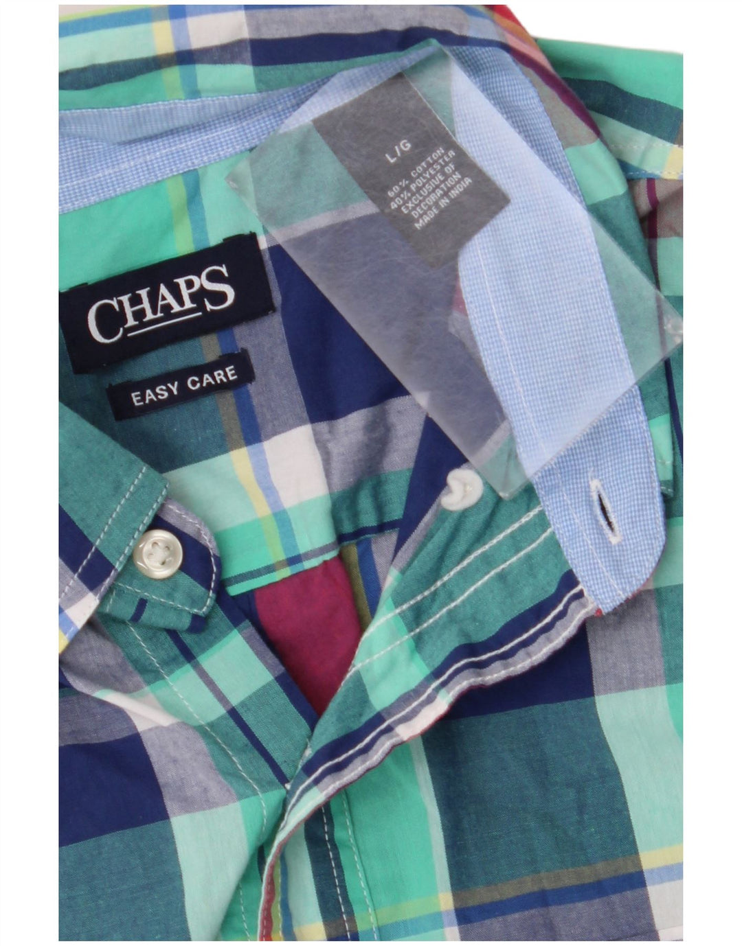 Chaps Camicia da uomo a maniche corte Easy Care, grande, in cotone a quadri multicolore