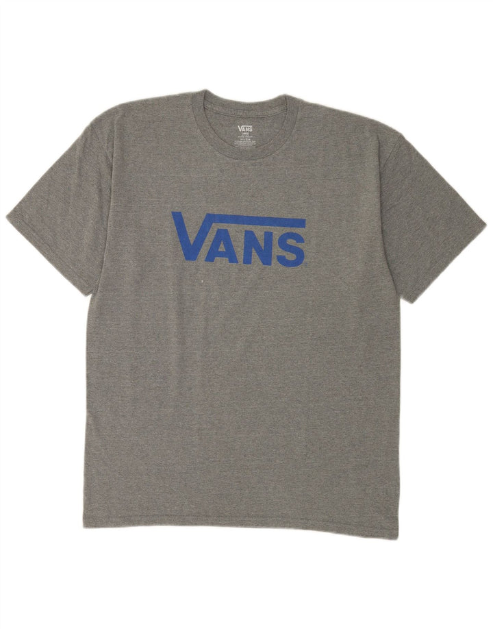 T-shirt grafica da uomo Vans Top grande in cotone chiazzato grigio
