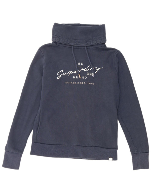 Felpa con grafica oversize da donna SUPERDRY UK 10 piccola blu navy