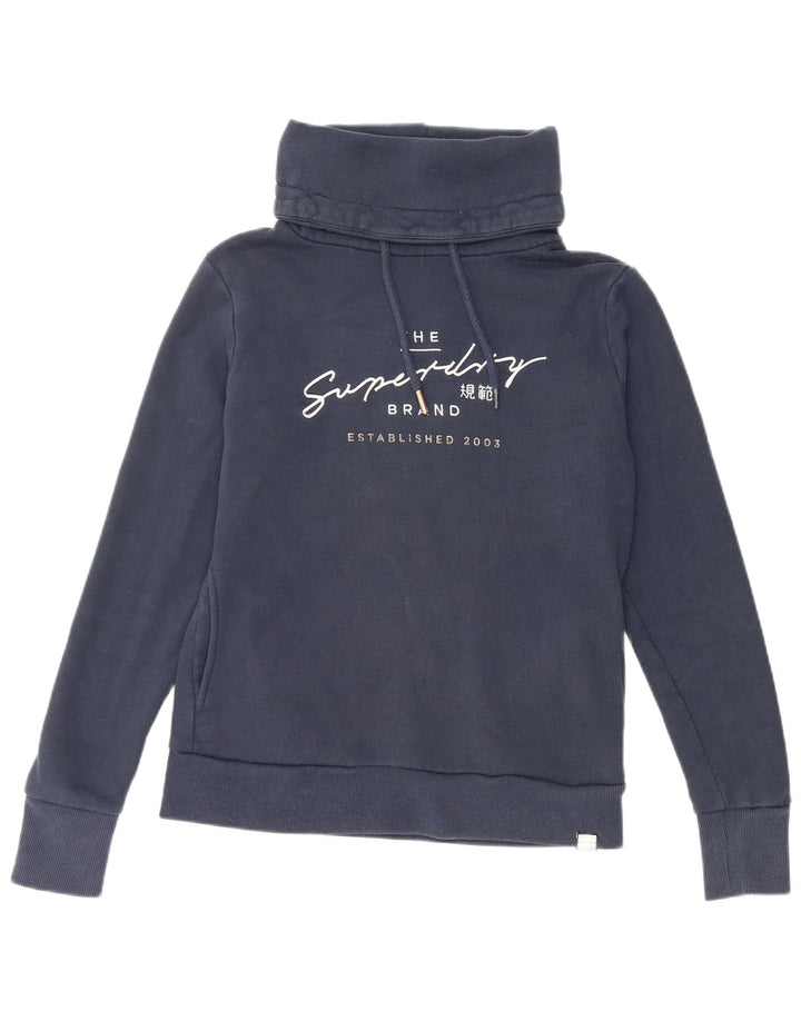 Felpa con grafica oversize da donna SUPERDRY UK 10 piccola blu navy