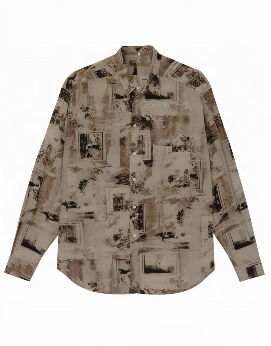 Camicia da uomo vintage grande floreale multicolore