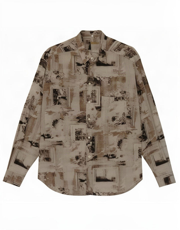 Camicia da uomo vintage grande floreale multicolore