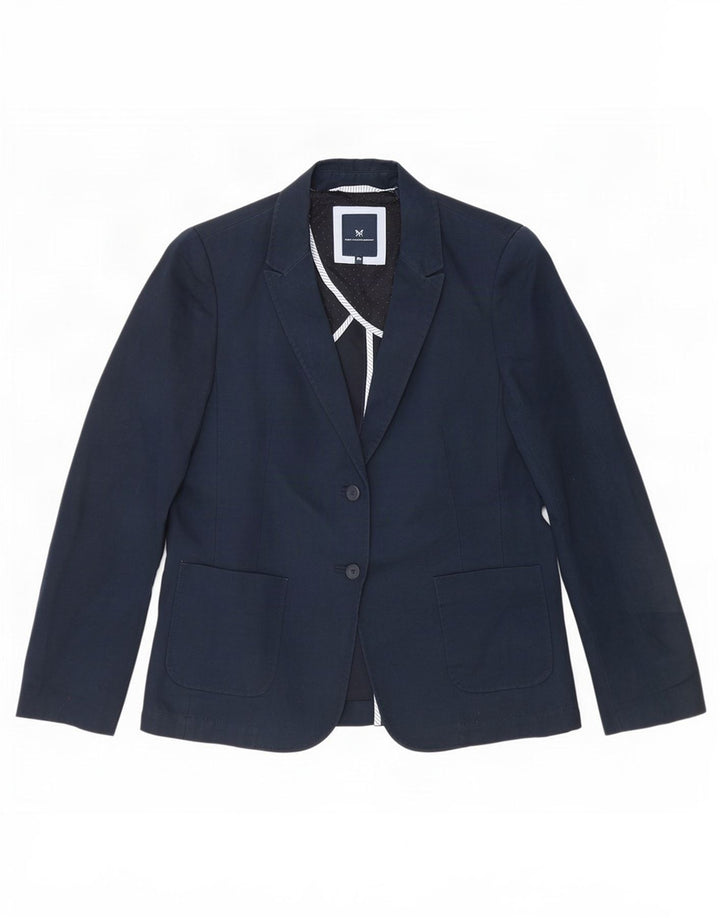 Crew Clothing Giacca blazer da donna a 2 bottoni UK 10 piccola in lino blu navy