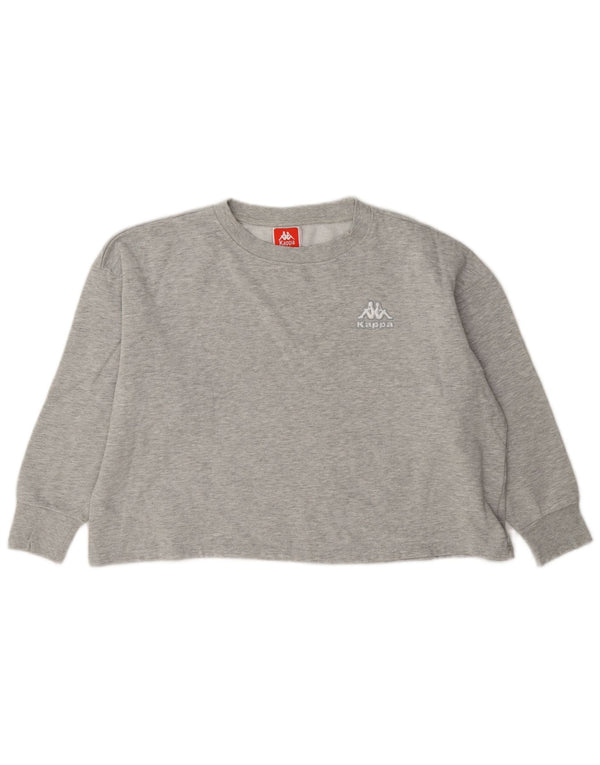 Felpa corta oversize da donna Kappa, maglione UK 10 piccolo grigio screziato