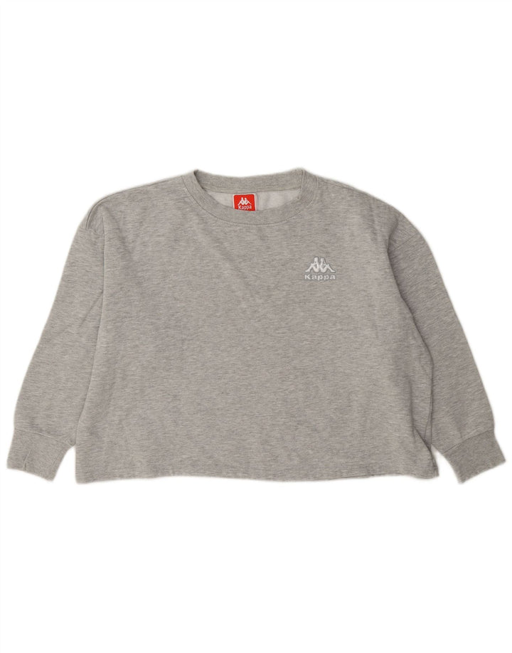 Felpa corta oversize da donna Kappa, maglione UK 10 piccolo grigio screziato