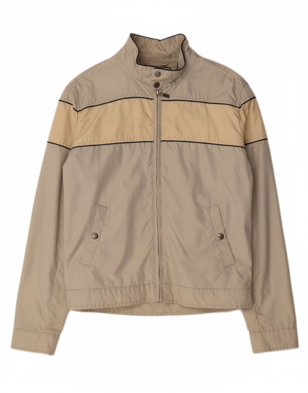 REFRIGUE Mens Bomber Jacket UK 40 Large Beige Colourblock Nylon