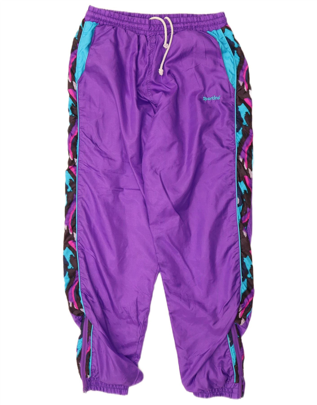 VINTAGE Pantaloni da tuta da uomo Joggers Nylon color block viola medio