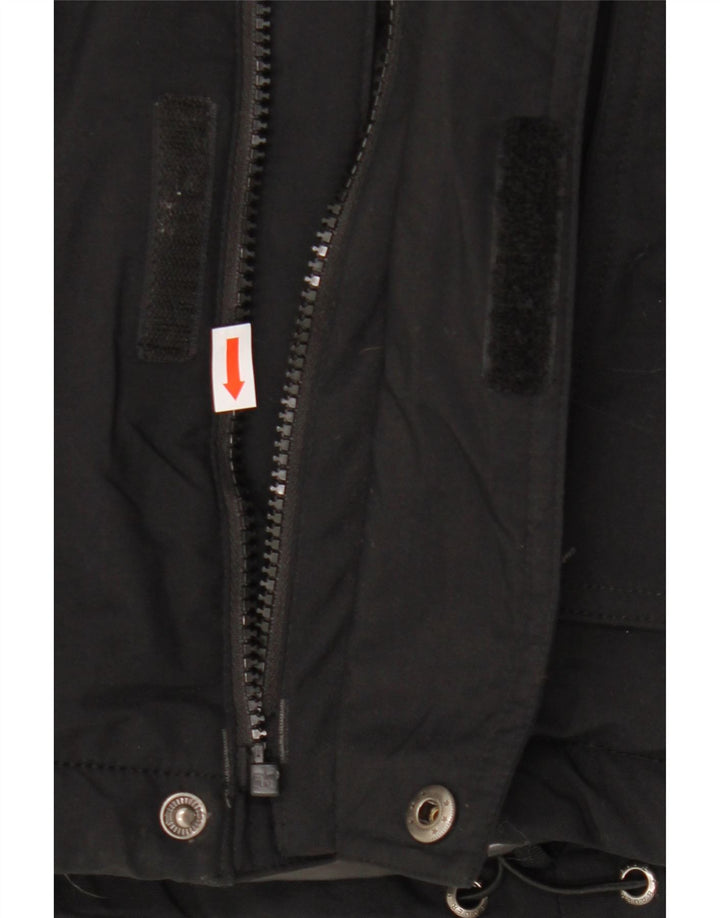 EDDIE BAUER Giacca a vento con cappuccio da uomo UK 38 Nylon nero medio