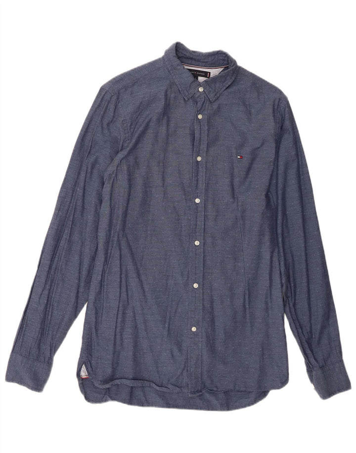 Camicia da uomo Tommy Hilfiger piccola in cotone blu navy