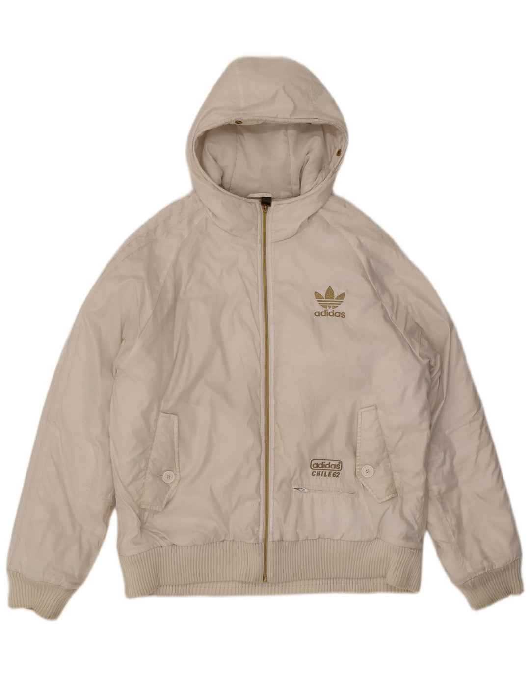 Giacca bomber con cappuccio da uomo Adidas UK 40 grande bianca