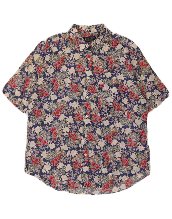 Camicia a maniche corte da donna Cacharel UK 16 Grande cotone floreale multicolore