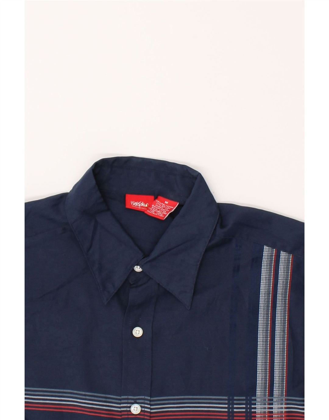 MOSSIMO Mens Short Sleeve Shirt Medium Navy Blue Striped Polyester Vintage Mossimo and Second-Hand Mossimo from Messina Hembry 