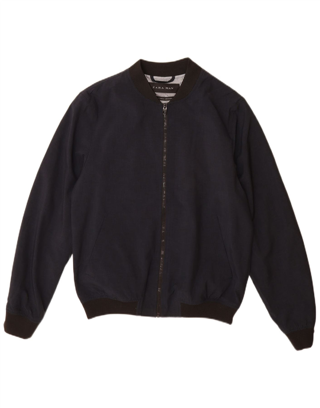 Giubbotto bomber da uomo Zara UK 40 grande poliestere blu navy