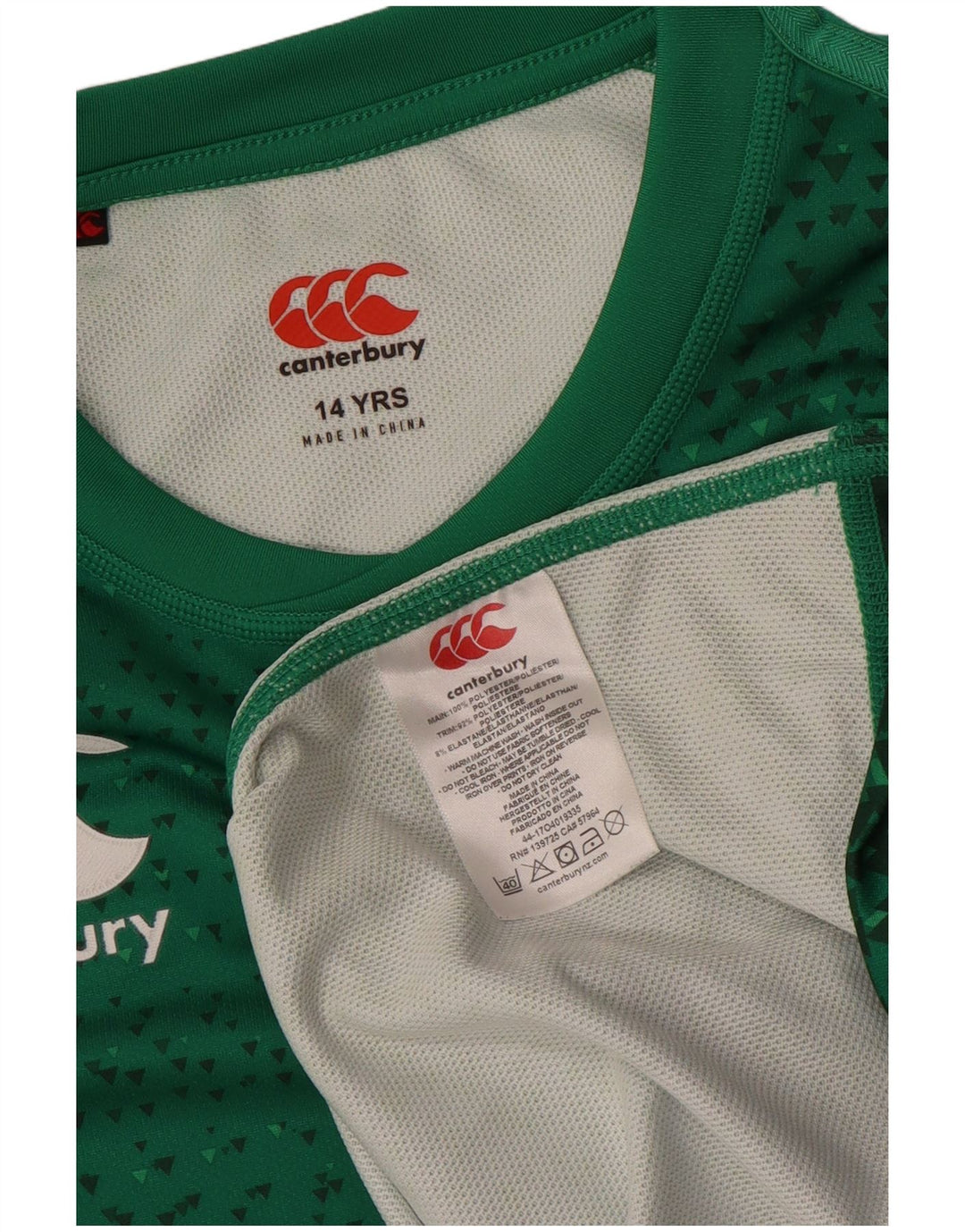 T-shirt grafica IRFU da bambino CANTERBURY 13-14 anni verde geometrico