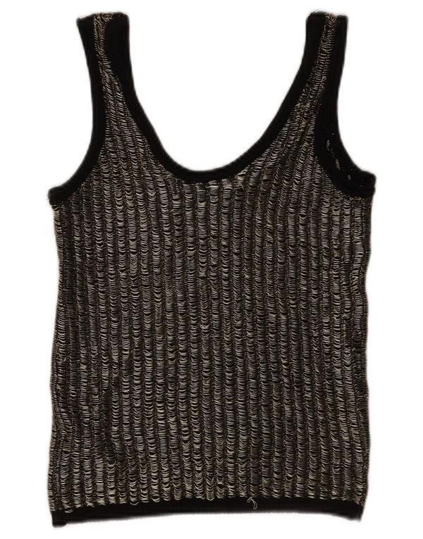 Top corto da donna Zara UK 12 in viscosa a righe nere medie