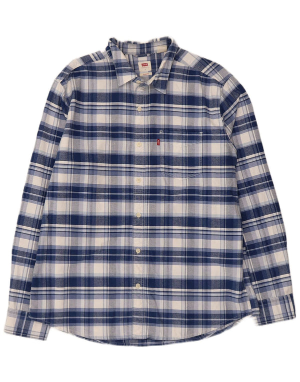 LEVI'S Camicia da uomo in flanella vestibilità standard, cotone a quadri blu grandi