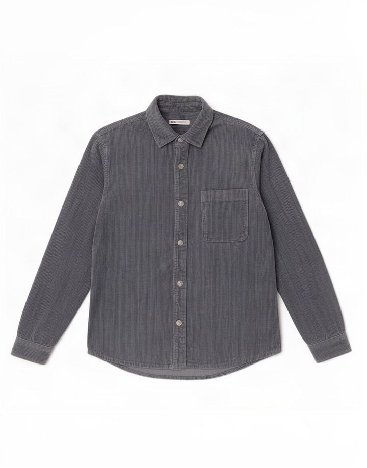 Camicia Zara da uomo in velluto a coste in cotone blu medio