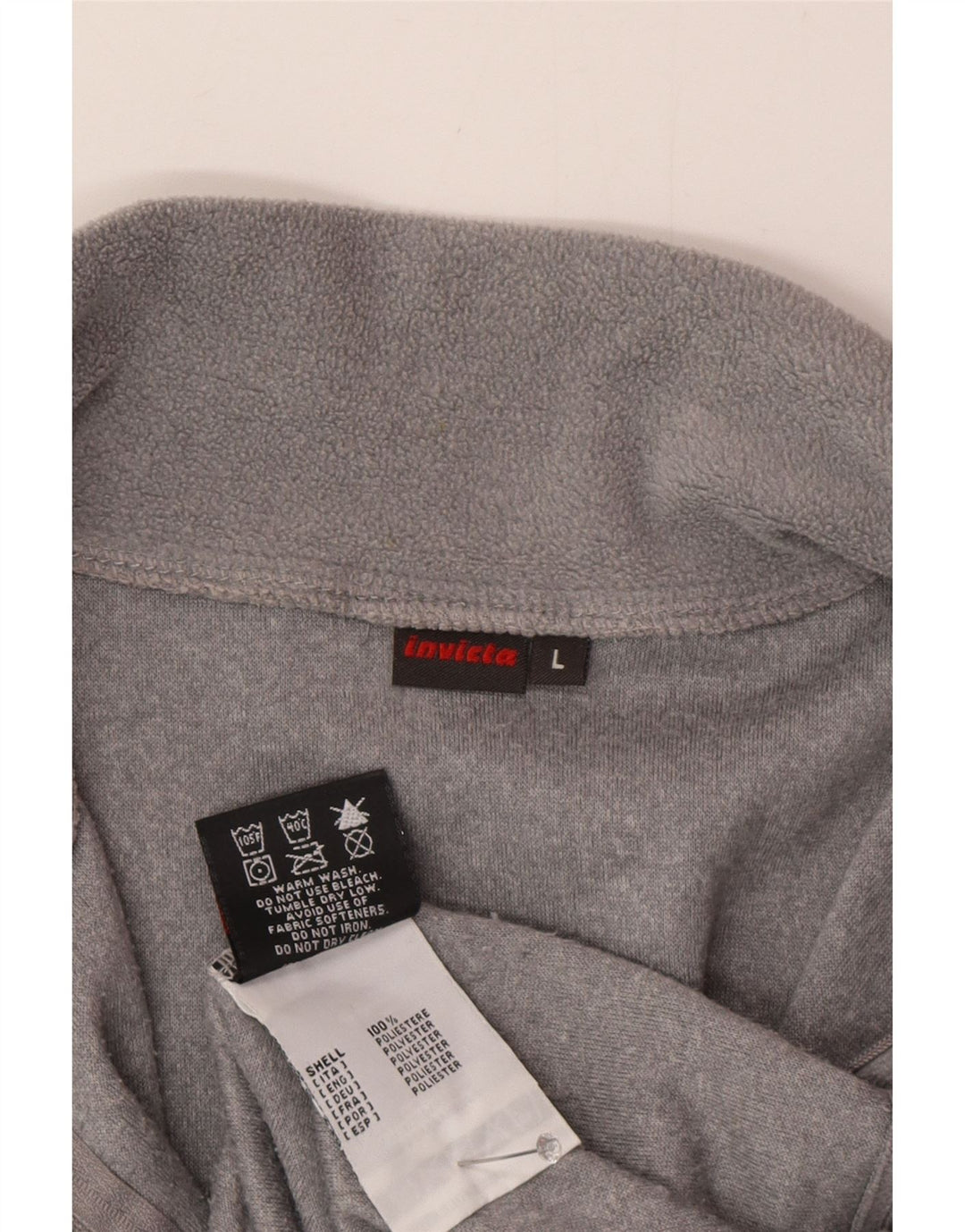 Maglione in pile da uomo con zip e collo Invicta, grande, in poliestere grigio
