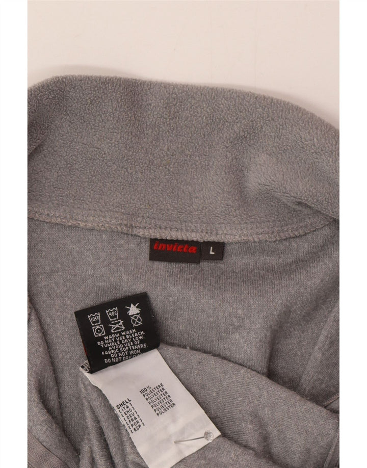 Maglione in pile da uomo con zip e collo Invicta, grande, in poliestere grigio
