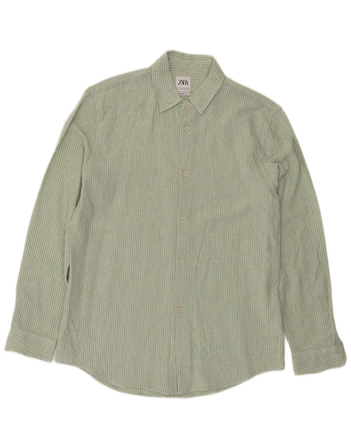 Camicia Zara da uomo dalla vestibilità comoda verde medio gessato