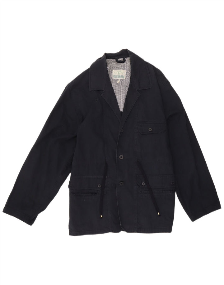 Cappotto vintage da ragazzo, giacca a vento, 14-15 anni, in cotone blu navy
