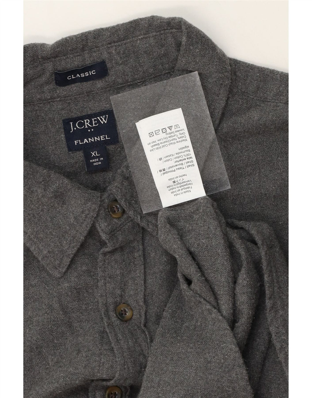 J. CREW Mens Classic Flannel Shirt XL Grey Cotton Vintage J. Crew and Second-Hand J. Crew from Messina Hembry 