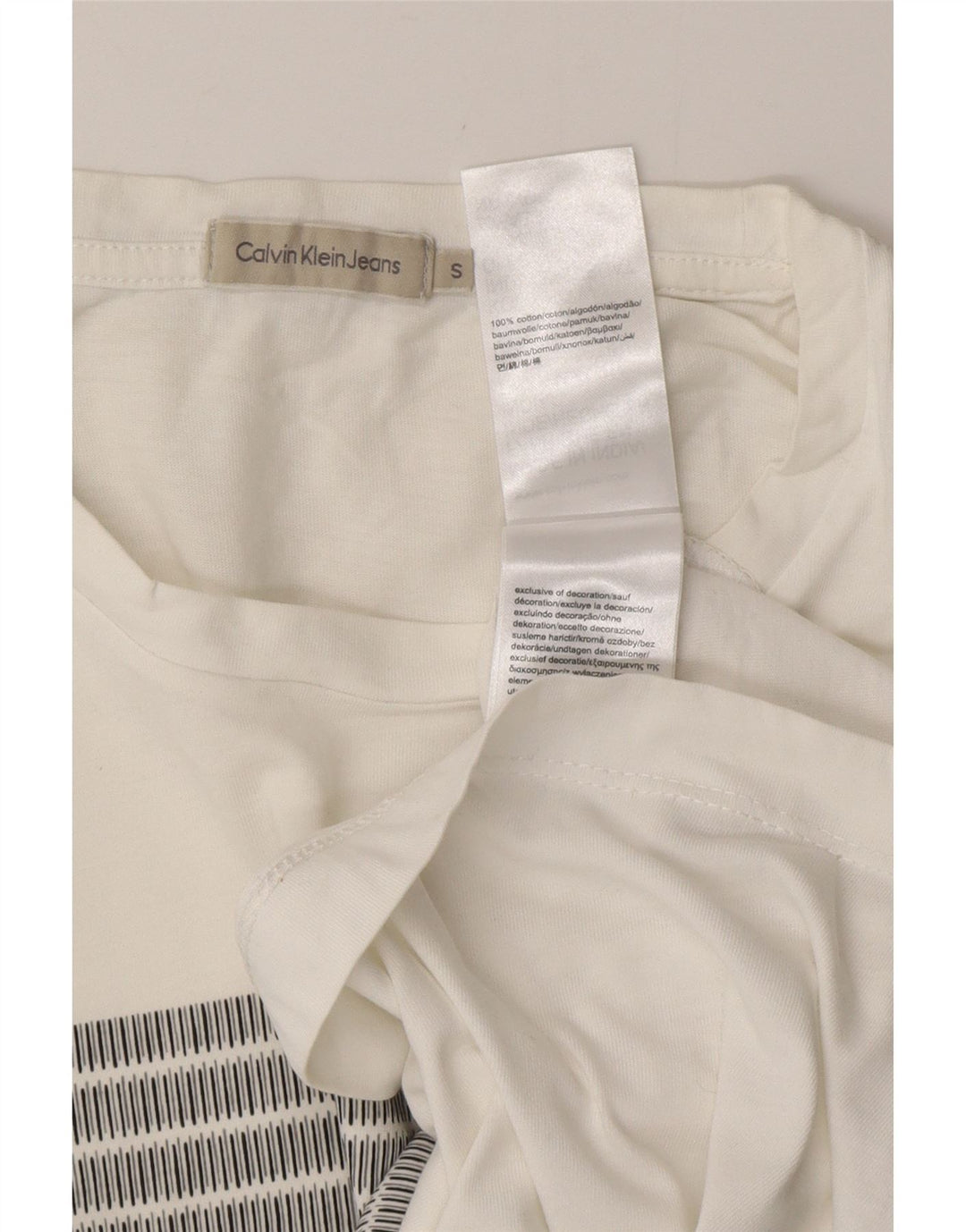 CALVIN KLEIN JEANS T-shirt grafica da uomo Top piccola in cotone bianco