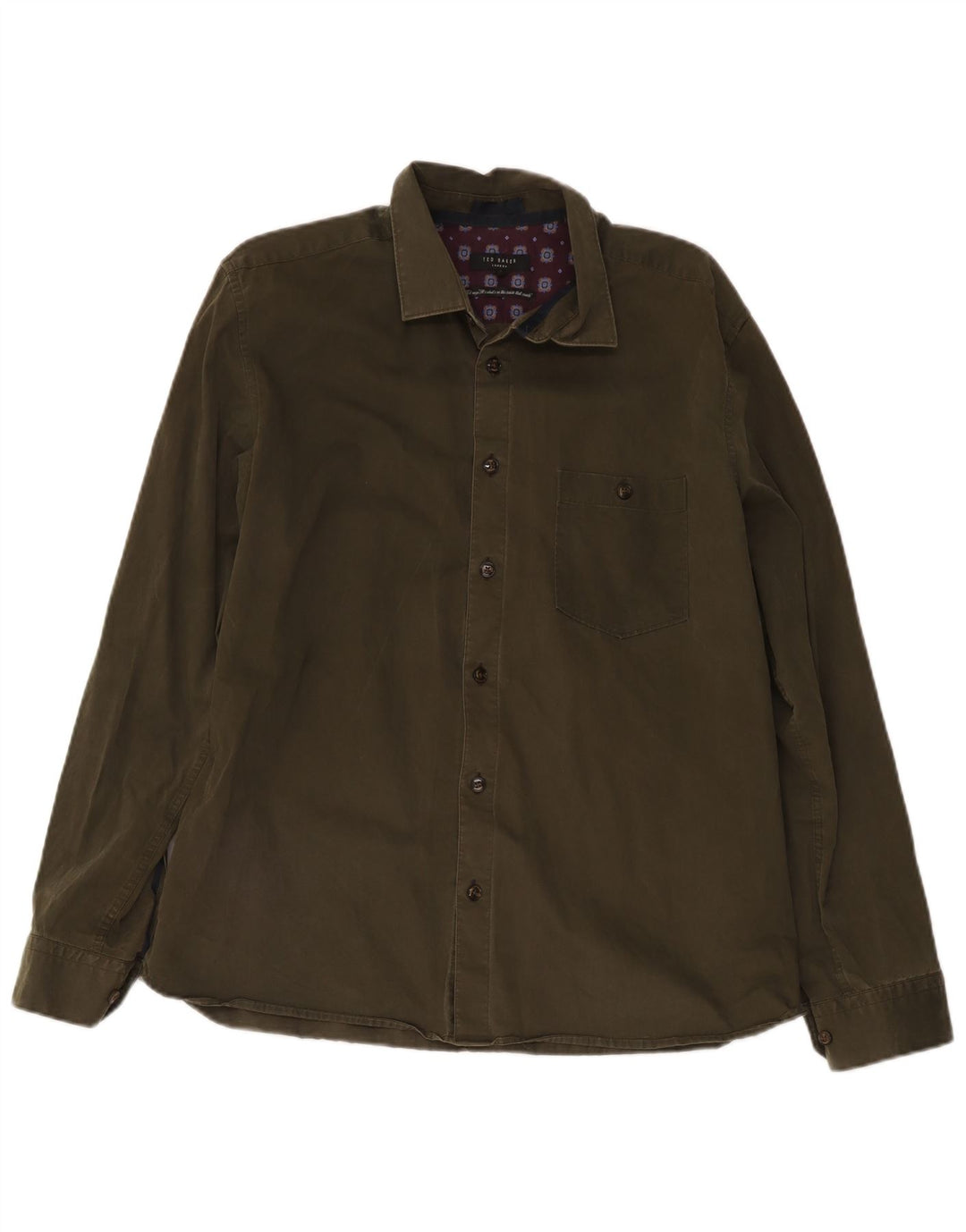 Camicia da uomo Ted Baker taglia 5 XL cotone kaki