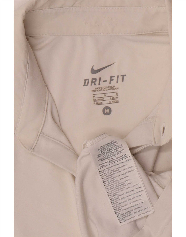 Polo Nike da uomo Dri Fit UK 38/40 poliestere color block bianco medio