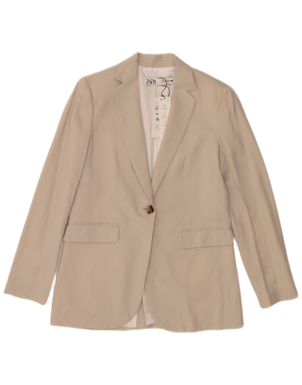 Giacca blazer a 1 bottone da donna Zara UK 6 XS Beige Lyocell