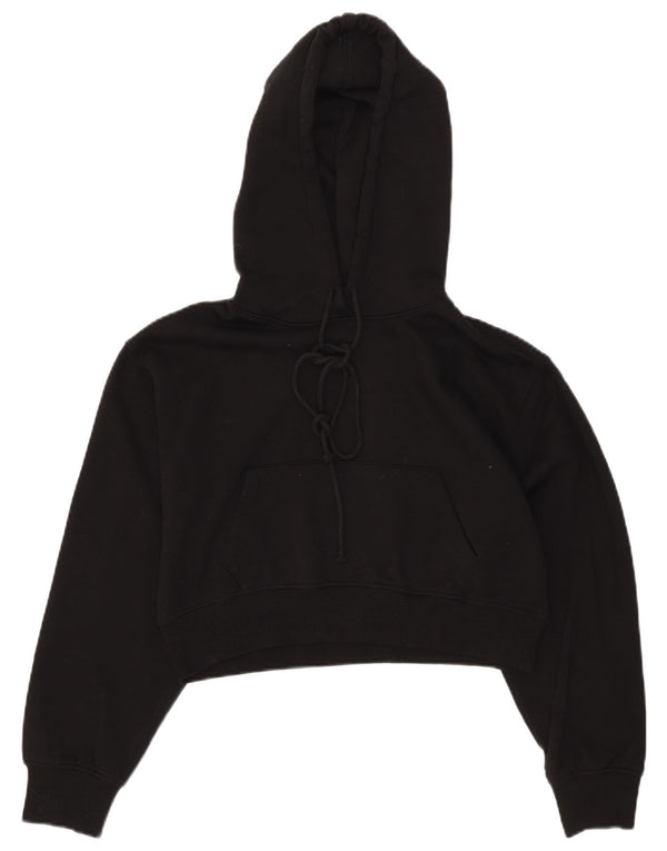 Maglia corta con cappuccio da donna Zara UK 14 poliestere nero medio